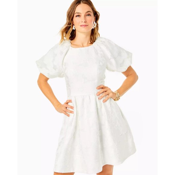 Lilly Pulitzer Dresses & Skirts - NWT Lilly Pulitzer summer 2023 Resort White Organza Bloom Jacquard Knoxlie Dress
